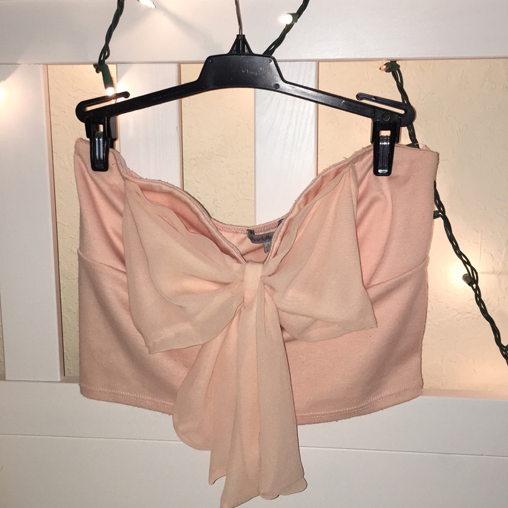 Strapless baby pink/peachy crop top